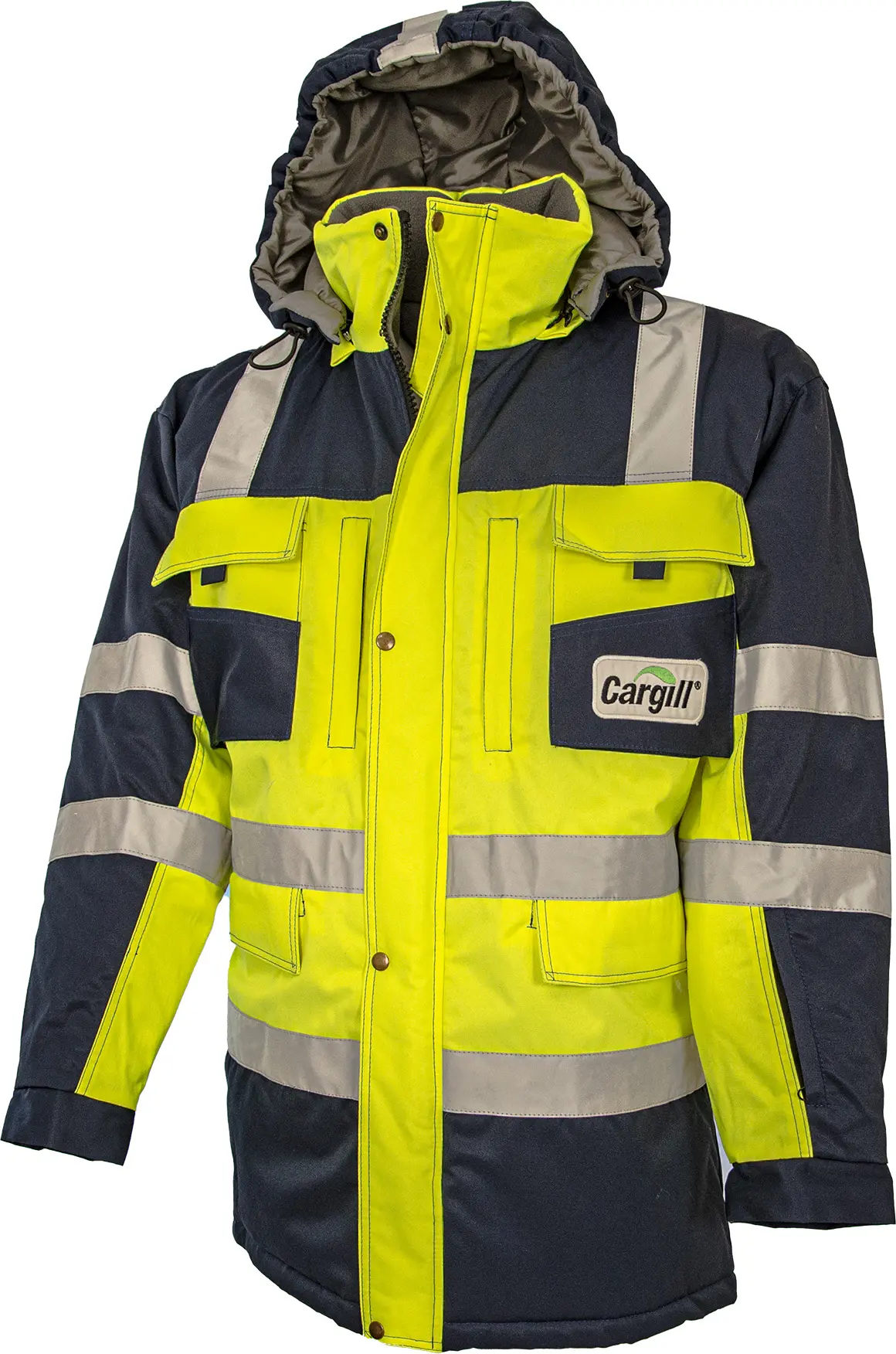 Утеплена робоча куртка з високою видимістю, капюшоном, світловідбиваючими елементами, з логотипом