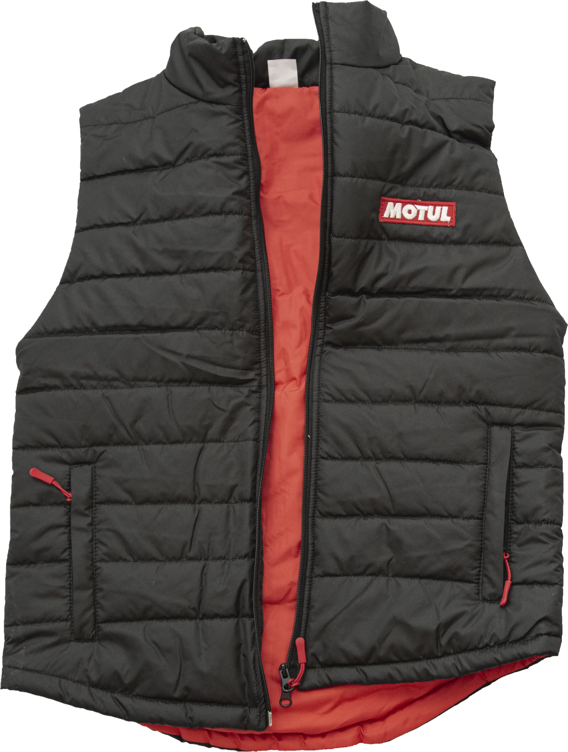 Утеплений жилет Motul чорний з червоною підкладкою — робочий одяг
